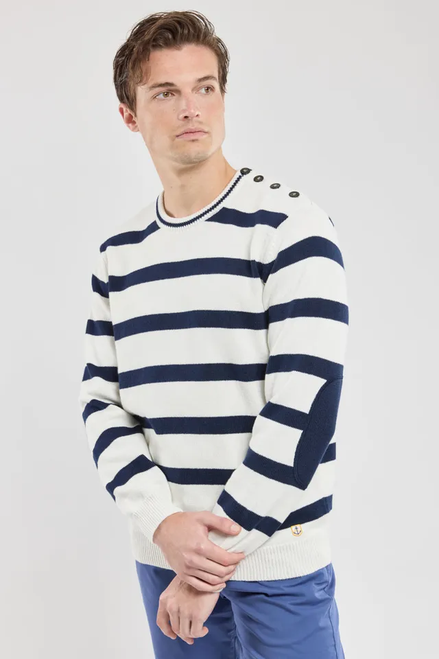 armor-lux-pull-marin-avec-coudi-res-h-ritage-coton-homme image 1