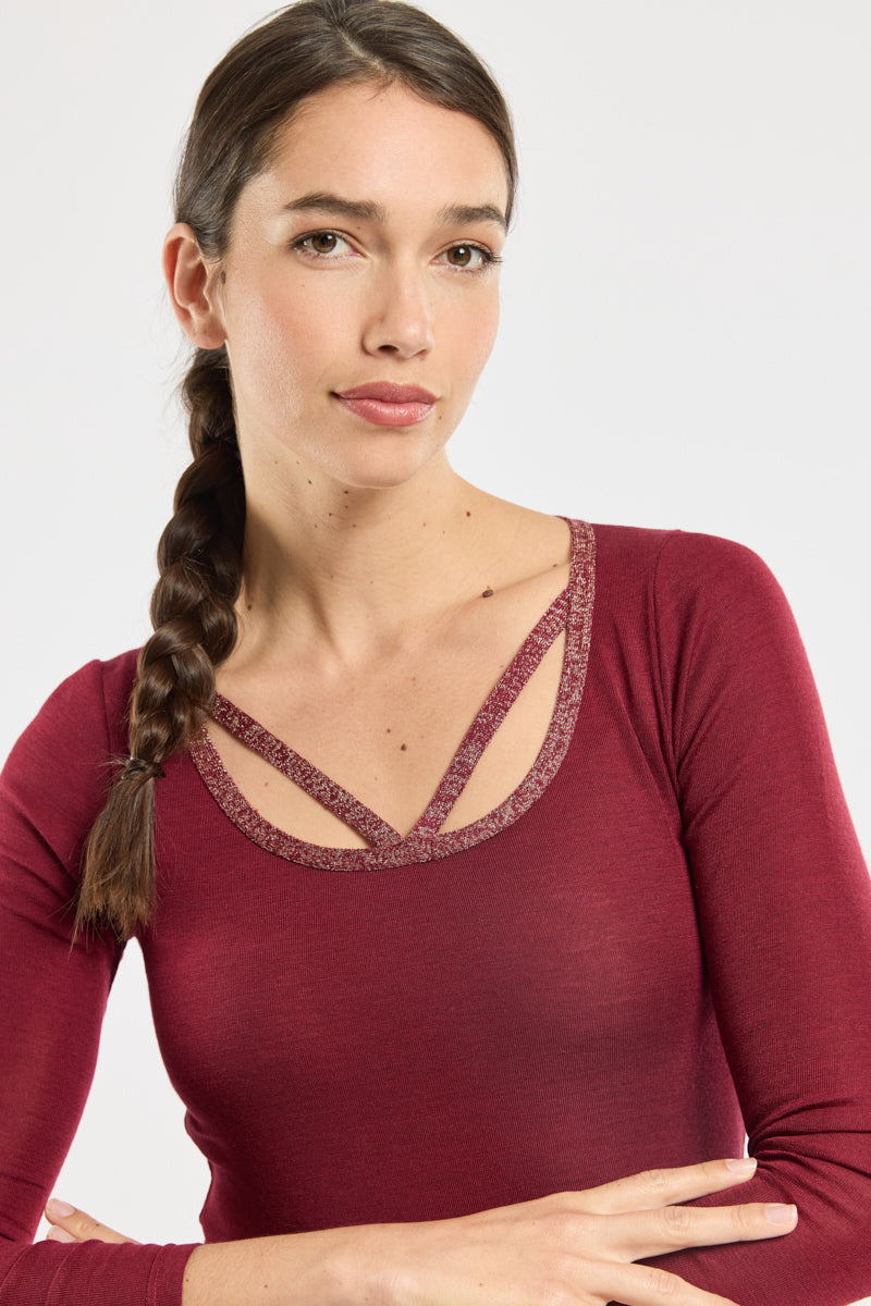 armor-lux-t-shirt-nuit-femme-manches-longues-laine-et-soie-3 image 2