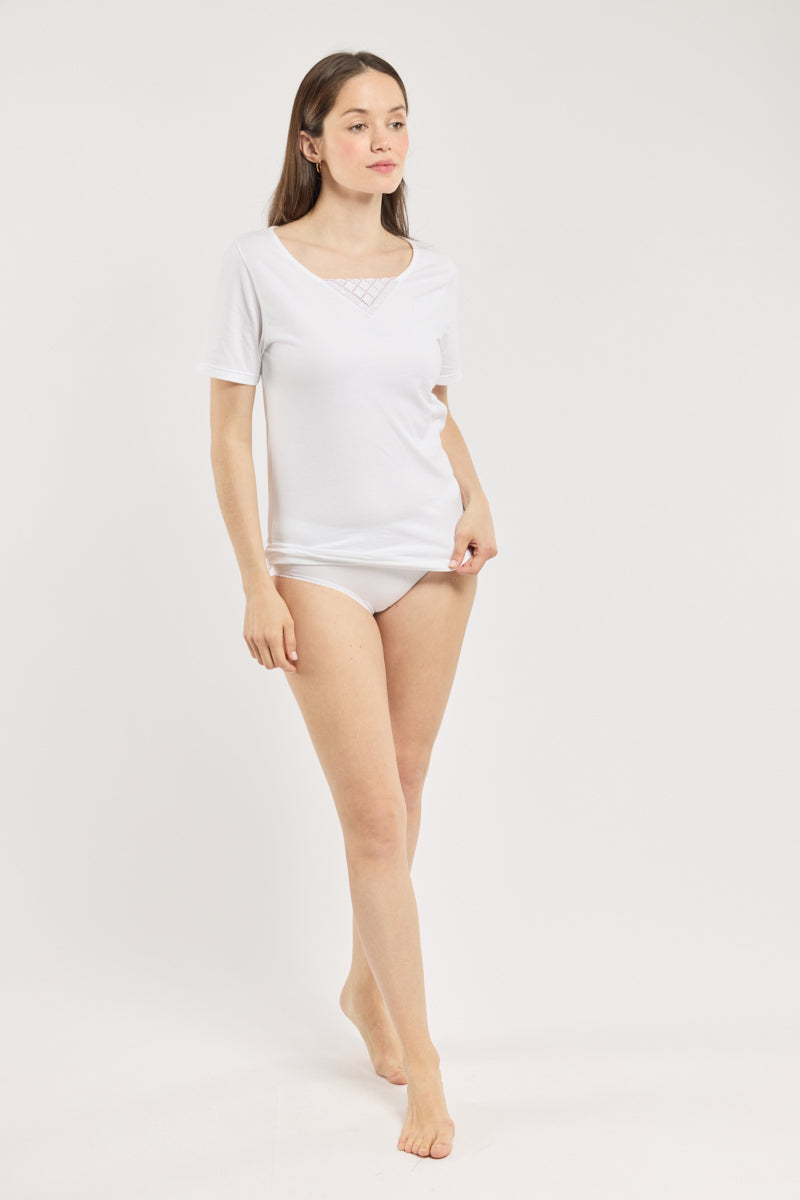 armor-lux-t-shirt-col-dentelle-femme-coton-peign image 3