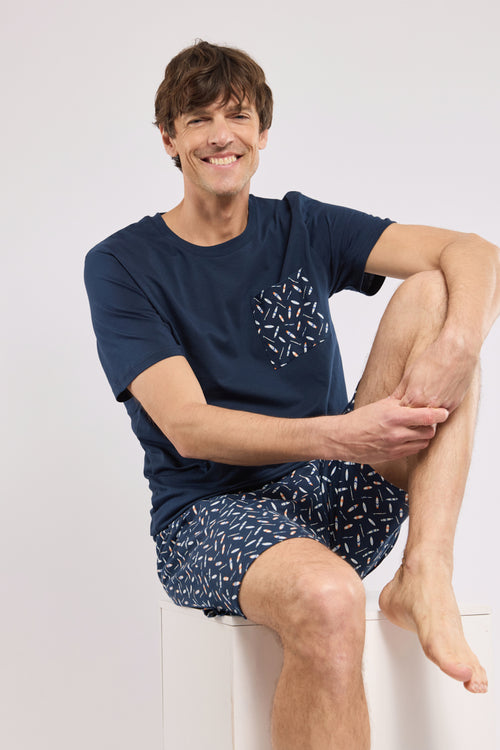 armor-lux-pyjama-homme-short-imprim-100-coton image 2