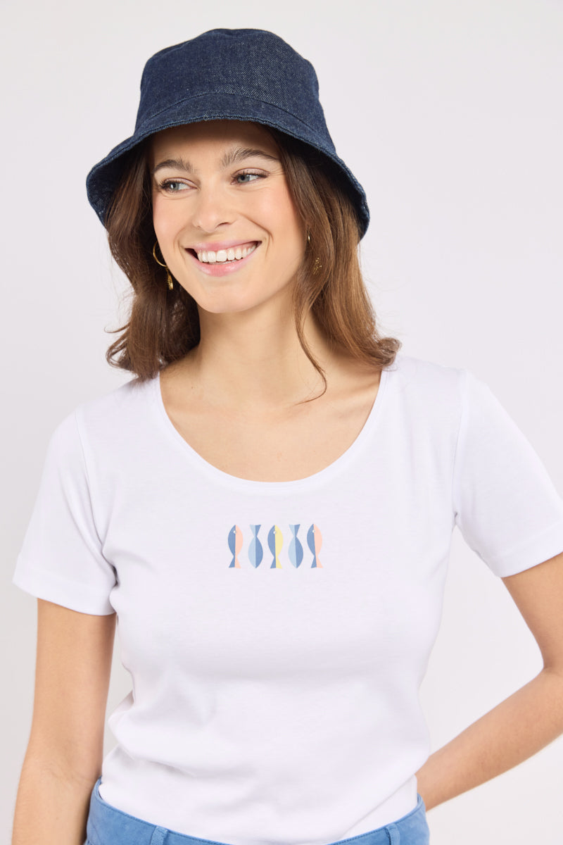 armor-lux-t-shirt-s-rigraphi-femme-coton-l-ger-col-rond image 2