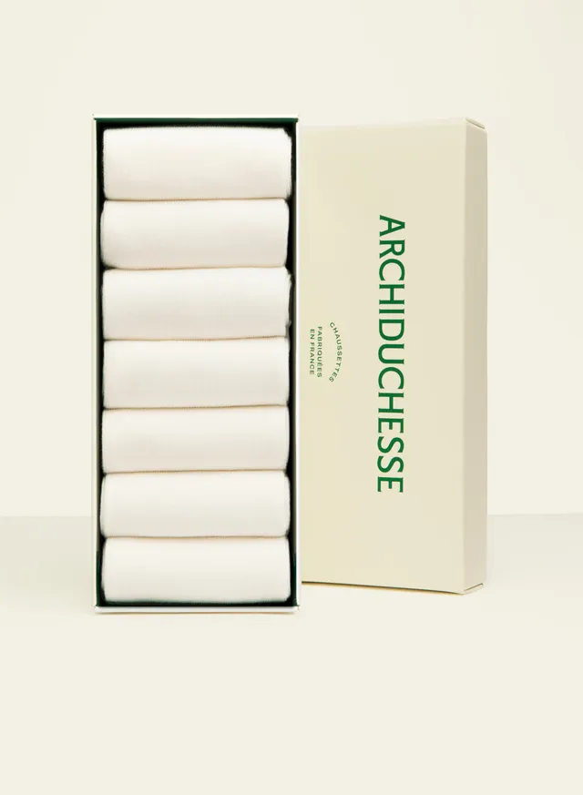 archiduchesse-semainier-de-ville-blanc-mouton-chaussettes-mi-hautes-coton image 1
