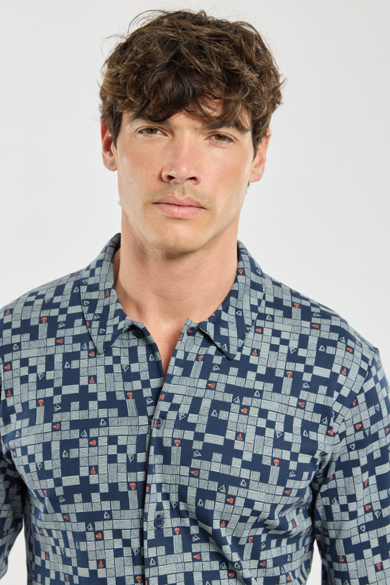 armor-lux-pyjama-ouvert-homme-droit-coton image 2