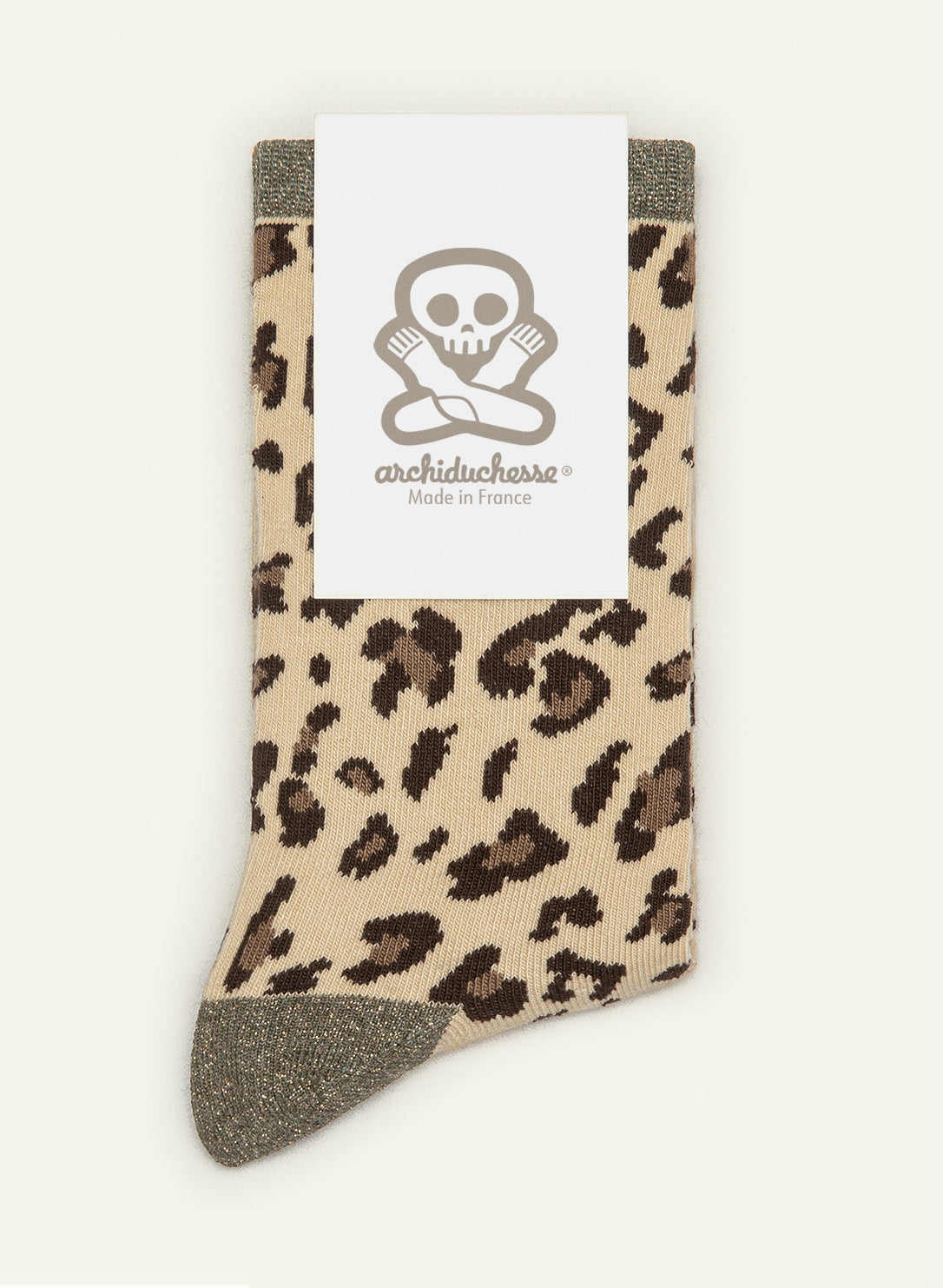 archiduchesse-l-opard-scintillante-kaki-chaussettes-paillet-e-courte image 3