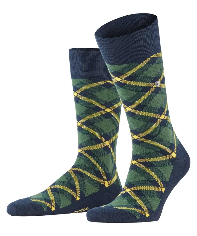 burlington-tartan-chaussettes-homme-coton-bleu-marine image 1