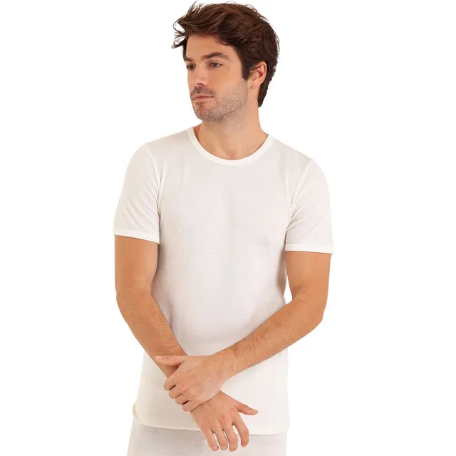 eminence-ligne-chaude-tee-shirt-col-o-manches-courtes-homme-laine-coton image 1