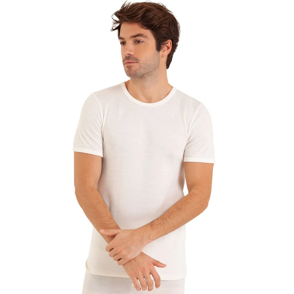 eminence-ligne-chaude-tee-shirt-col-o-manches-courtes-homme-laine-coton image 1