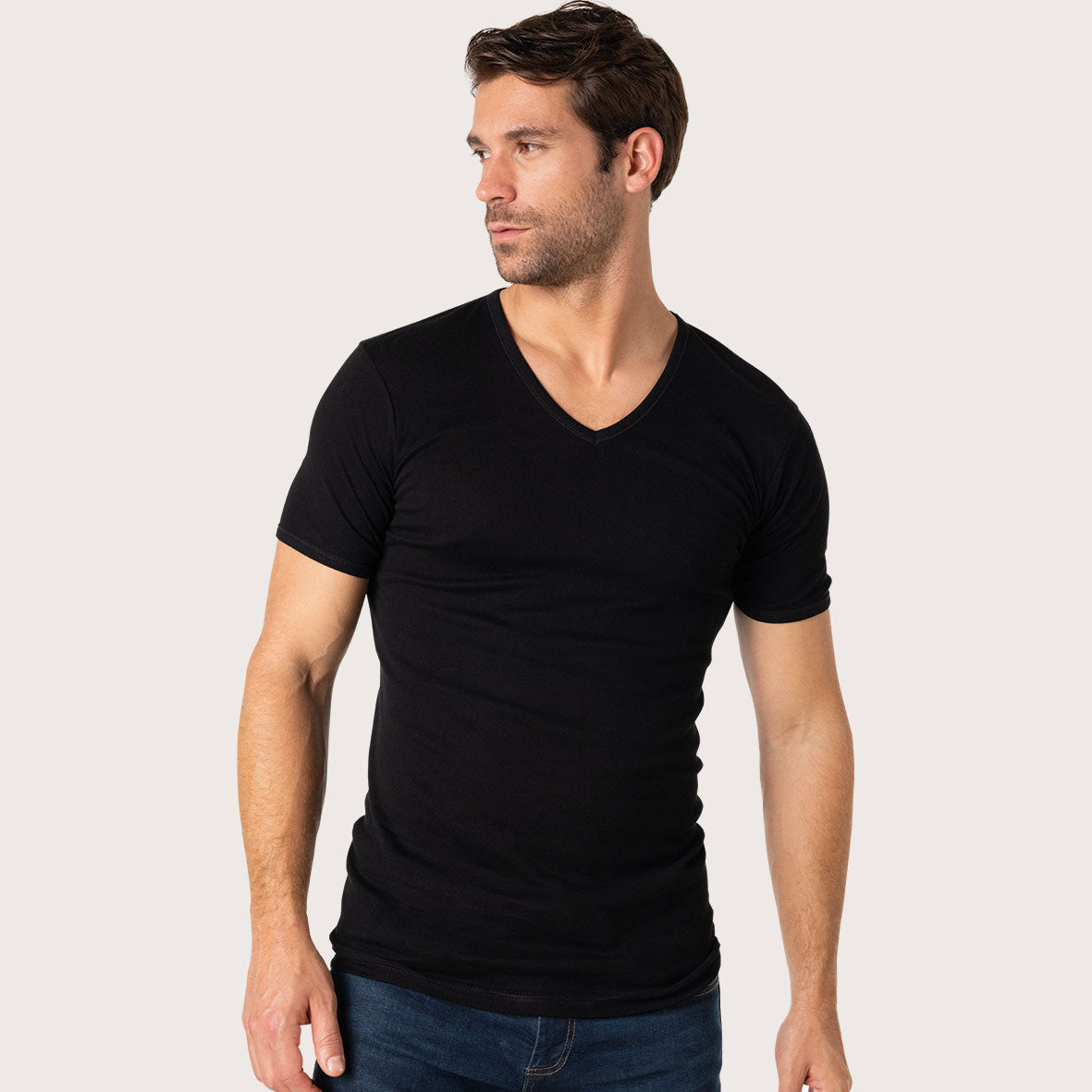 eminence-lot-de-3-tee-shirts-col-v-318-pur-coton-premium-homme-noir image 2
