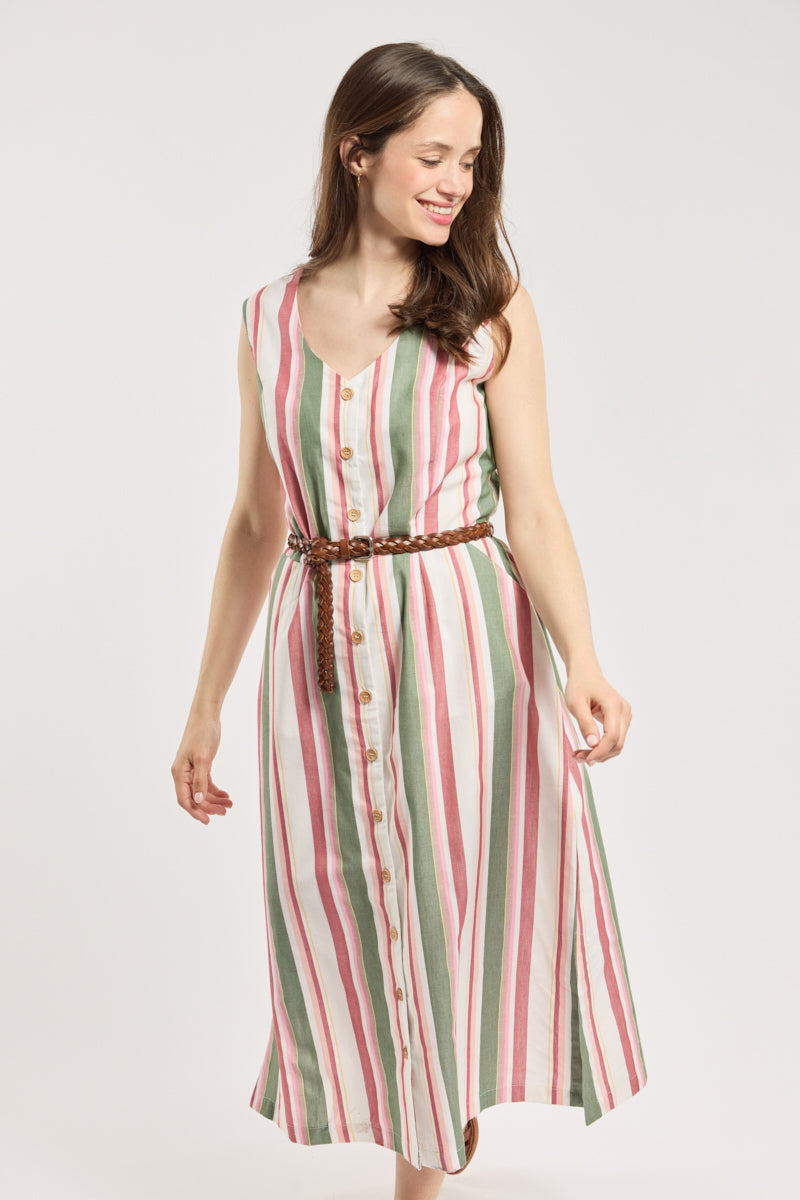 armor-lux-robe-longue-ray-e-femme-coton-col-v image 3