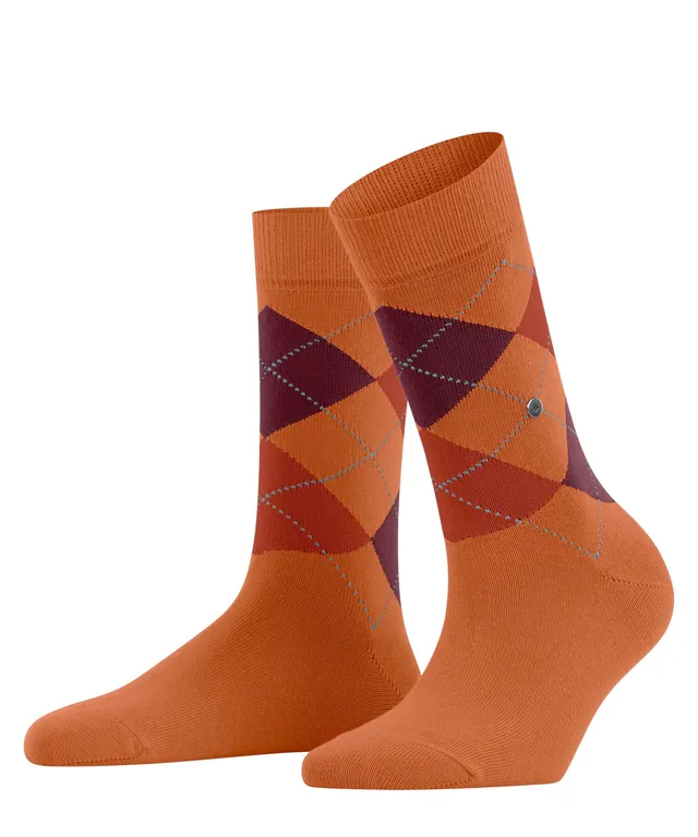 burlington-queen-chaussettes-femme-coton-fantaisie-argyle-orange-hermes-8467-36- image 1