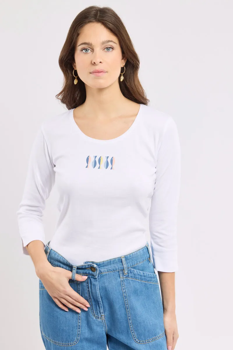 armor-lux-t-shirt-femme-manches-3-4-coton-l-ger-s-rigraphi image 1
