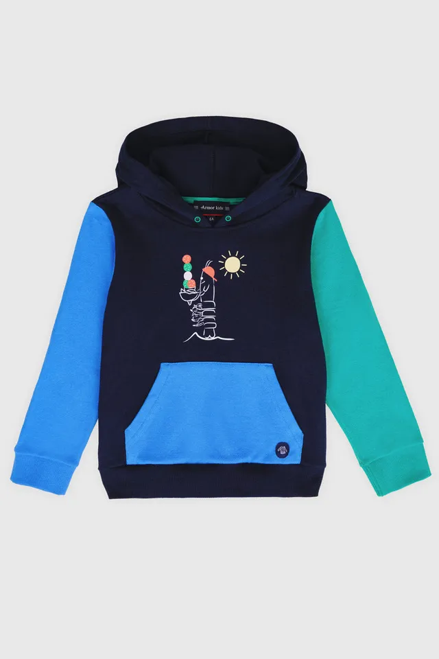 armor-lux-sweat-capuche-tricolore-enfant-100-coton image 1