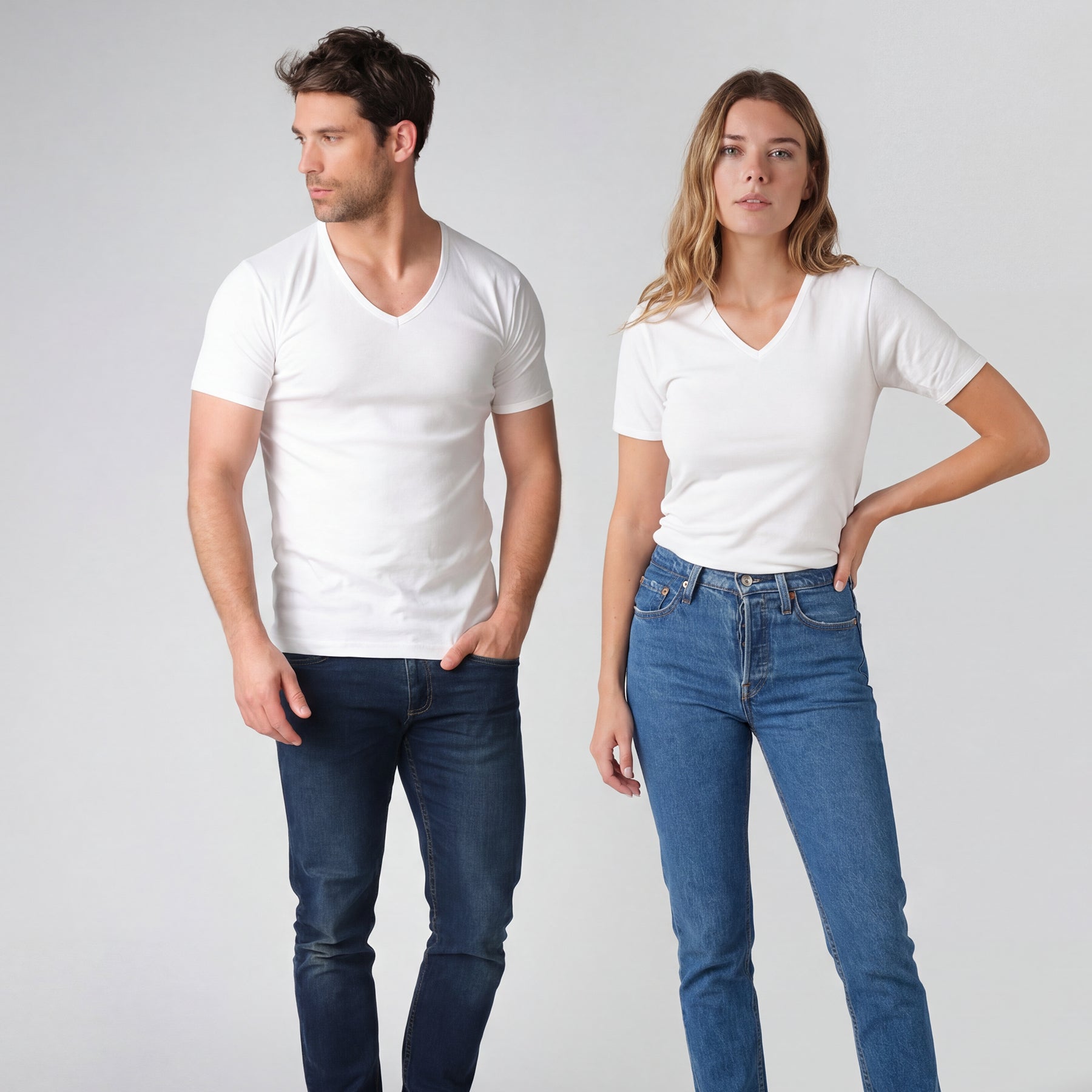 eminence-tee-shirt-col-v-pur-coton-premium-unisexe-blanc image 1