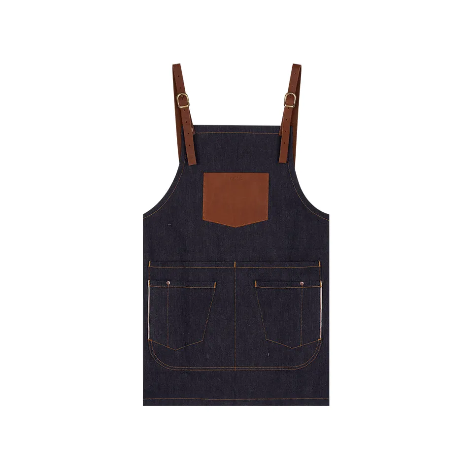 atelier-tuffery-tablier-court-en-jean-brut-selvedge-cuir image 1