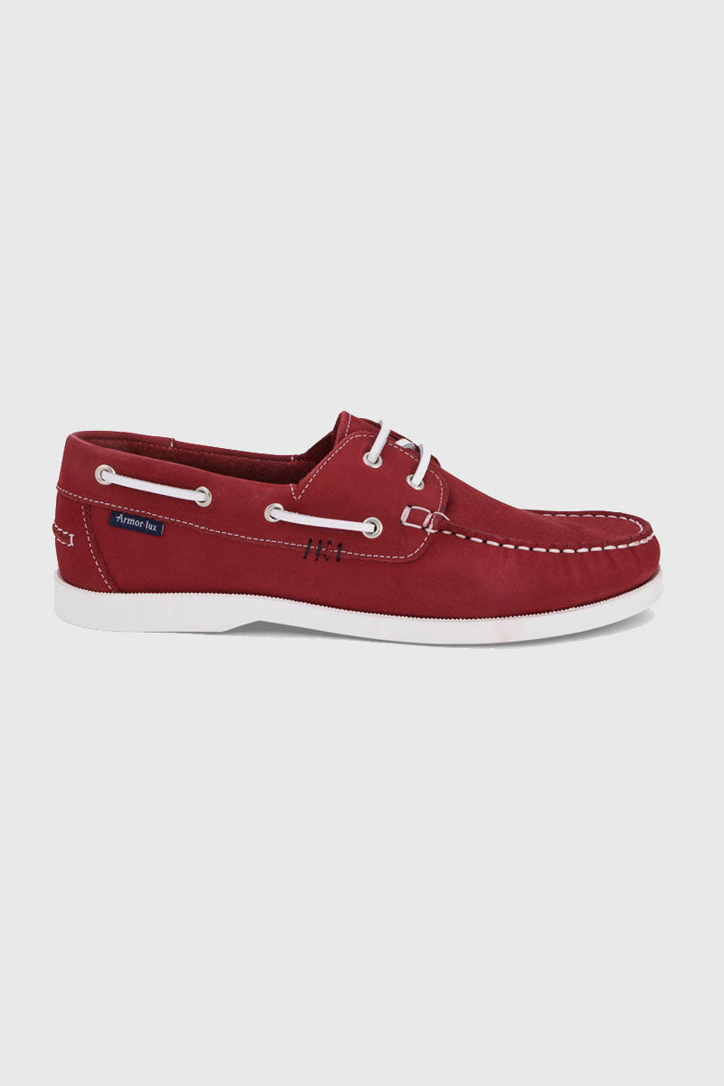 armor-lux-frehel-chaussures-bateau-cuir-su-d-rouge-brique image 3