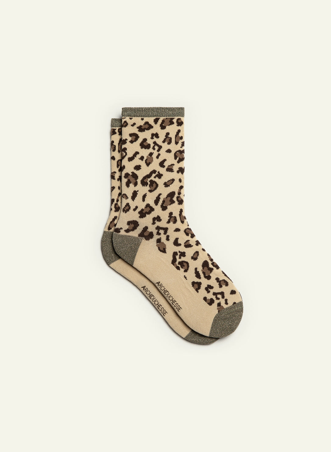 archiduchesse-l-opard-scintillante-kaki-chaussettes-paillet-e-courte image 2
