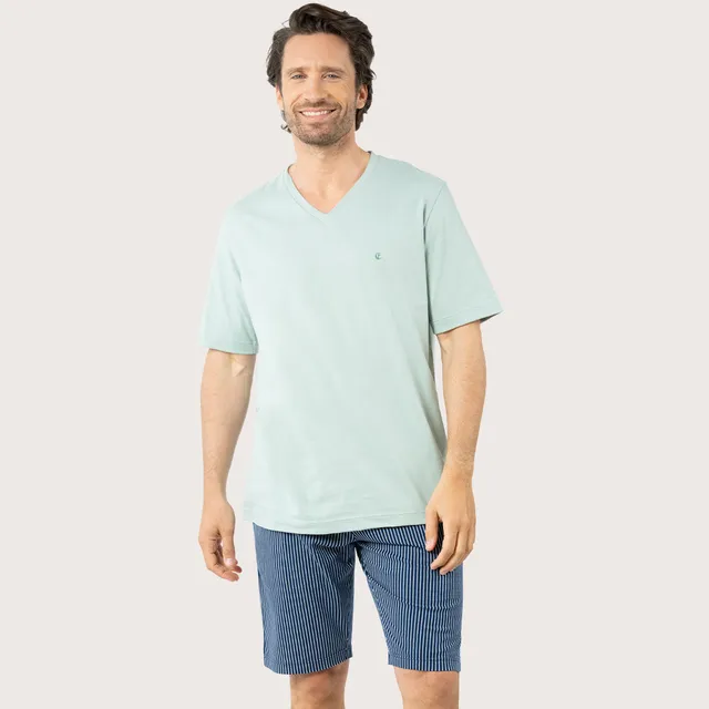 eminence-pyjama-court-homme-coton-bio-t-shirt-short-ray image 1