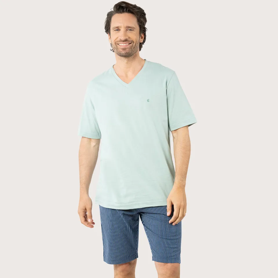 eminence-pyjama-court-homme-coton-bio-t-shirt-short-ray image 1