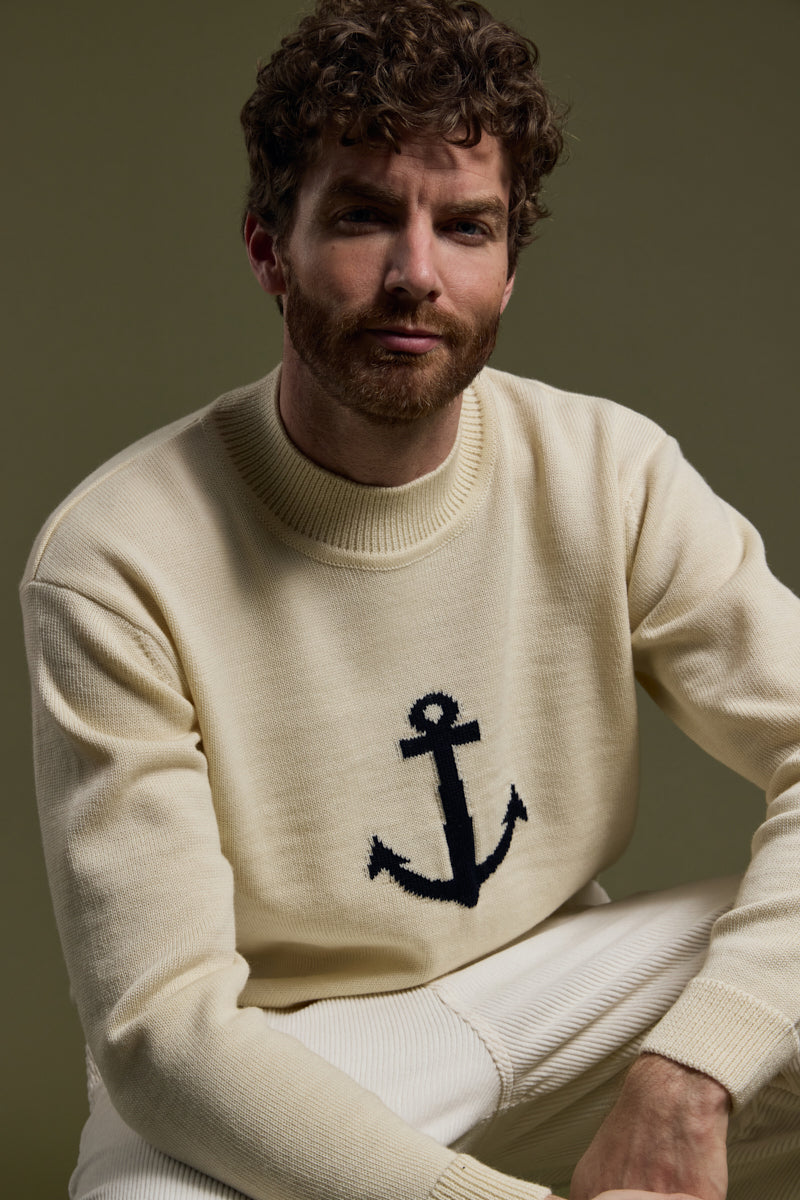 armor-lux-pull-heritage-col-montant-homme-100-laine-ancre image 5