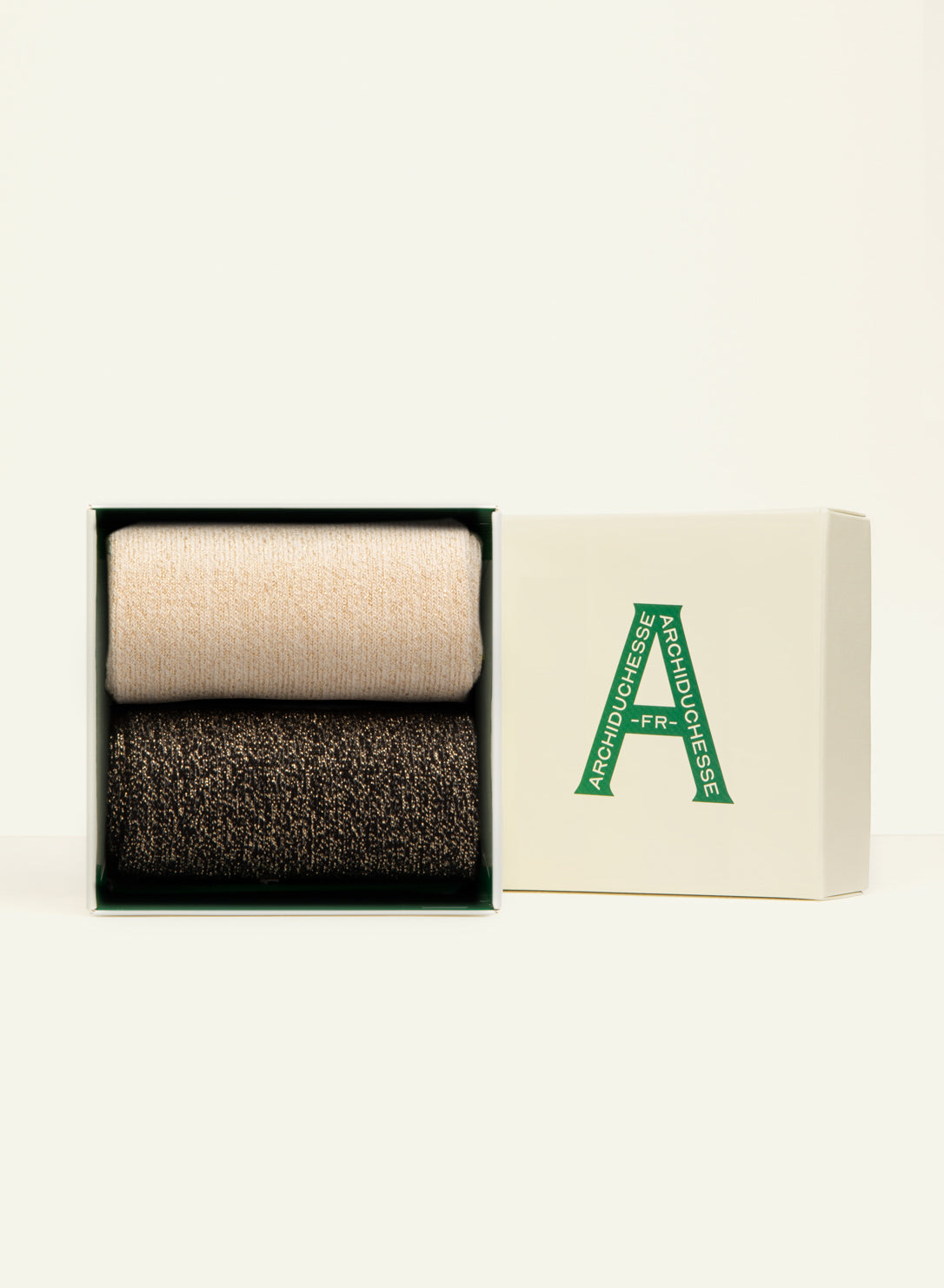 archiduchesse-duo-paillet-e-champagne-noir-coffret-2-chaussettes-courtes image 1