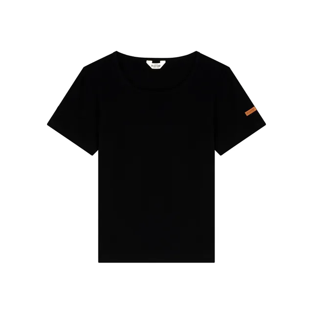 atelier-tuffery-t-shirt-femme-noir-coton-bio-col-rond image 1