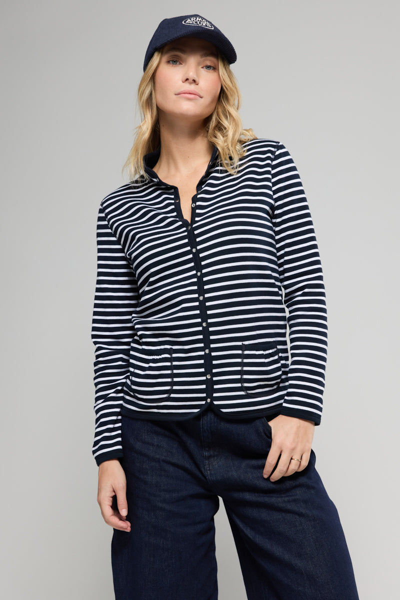 armor-lux-veste-r-versible-femme-ray-e-coton-235g-m image 2
