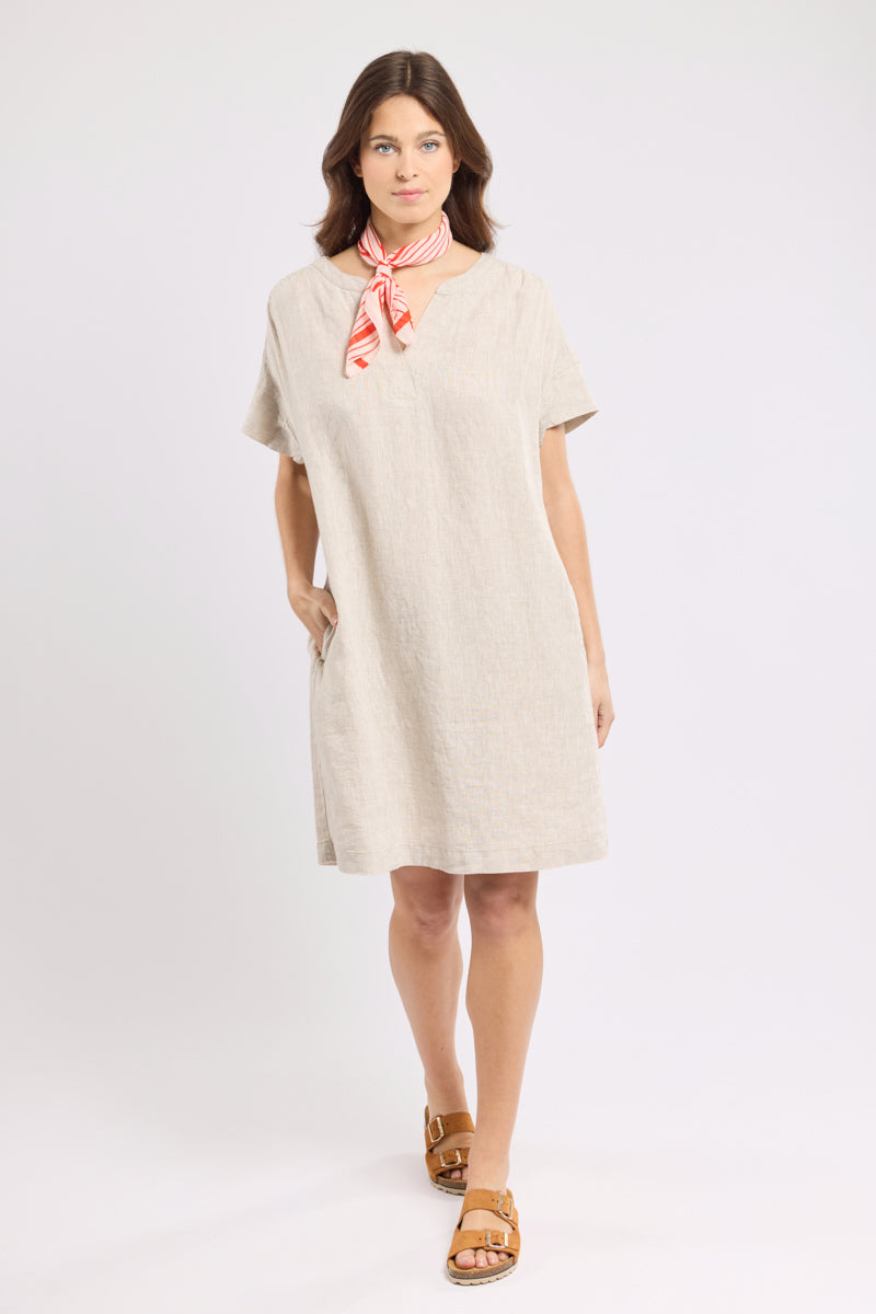 armor-lux-robe-courte-100-lin-col-rond-fente-v image 3