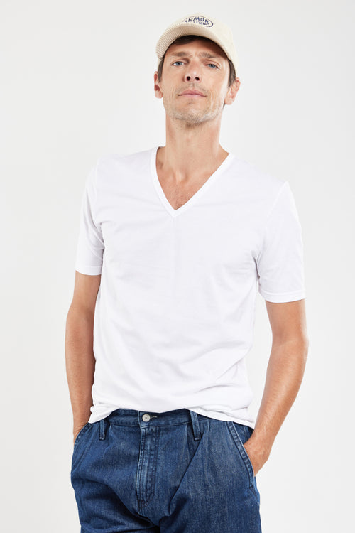 armor-lux-h-ritage-t-shirt-homme-col-v-uni-coton-bio-l-ger image 5