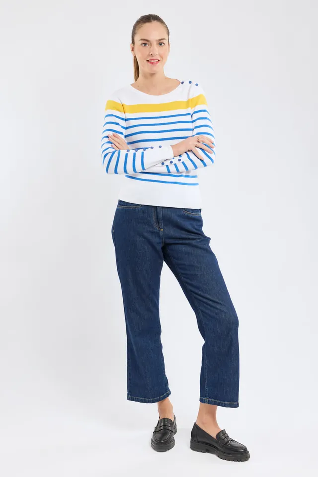 armor-lux-pull-marin-femme-deauville-coton-manches-boutonn-es image 1