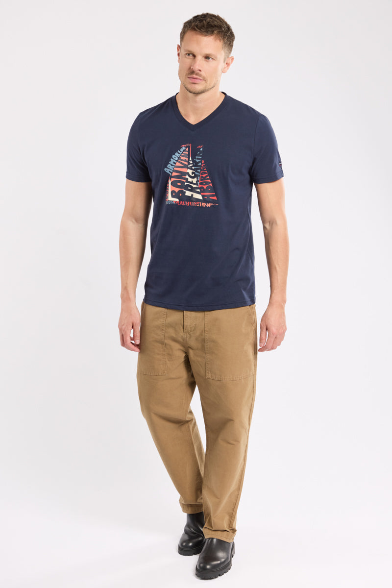 armor-lux-t-shirt-col-v-s-rigraphi-voiles-coton-l-ger-homme image 3