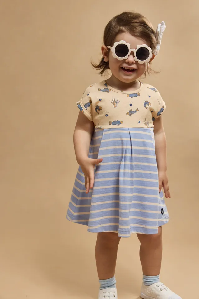armor-lux-robe-baby-manches-courtes-coton-imprim-vie-marine image 1