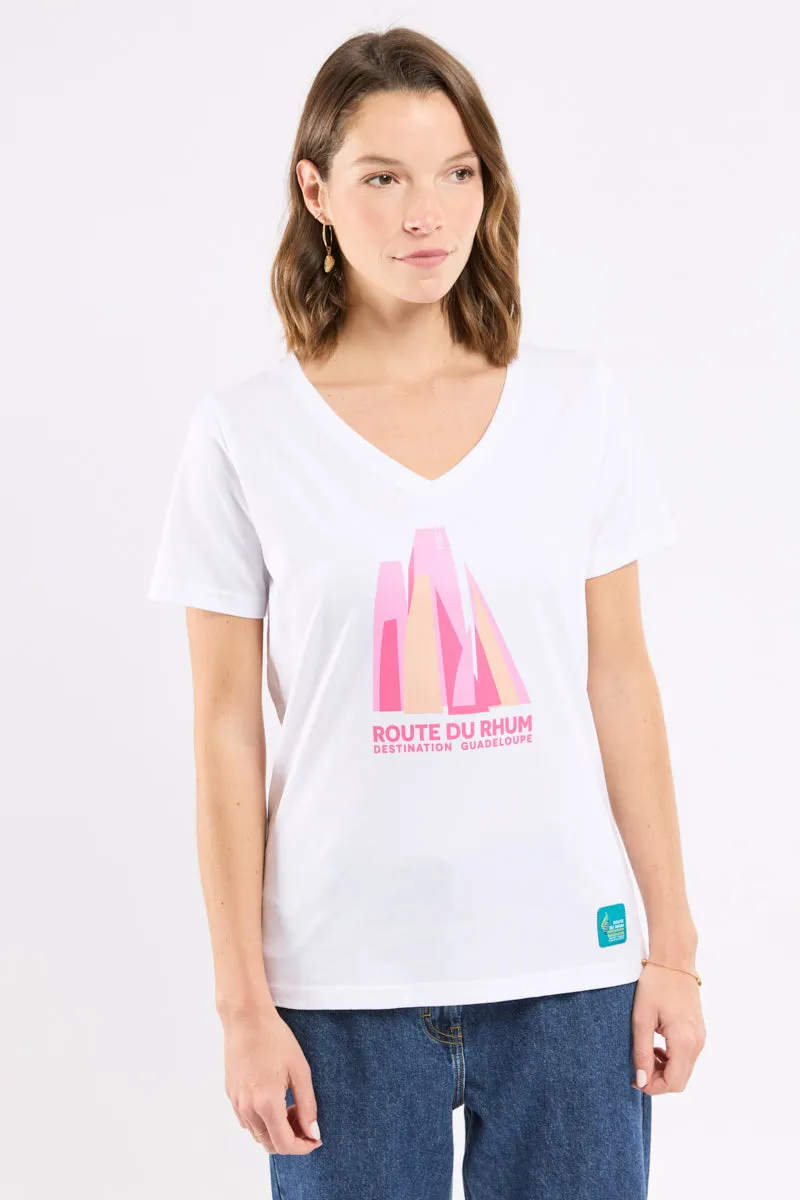 armor-lux-t-shirt-femme-col-v-s-rigraphi-route-du-rhum-coton image 1