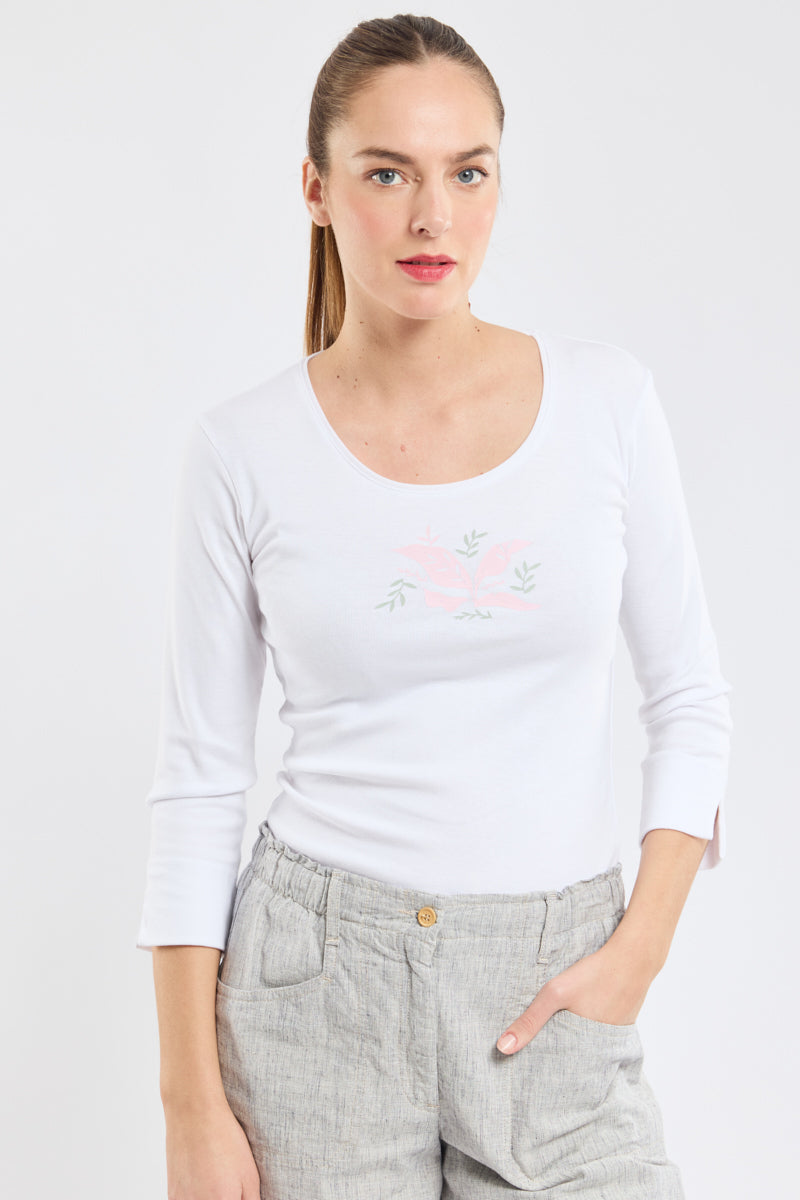 armor-lux-t-shirt-manches-3-4-v-g-taux-coton-l-ger-femme image 2