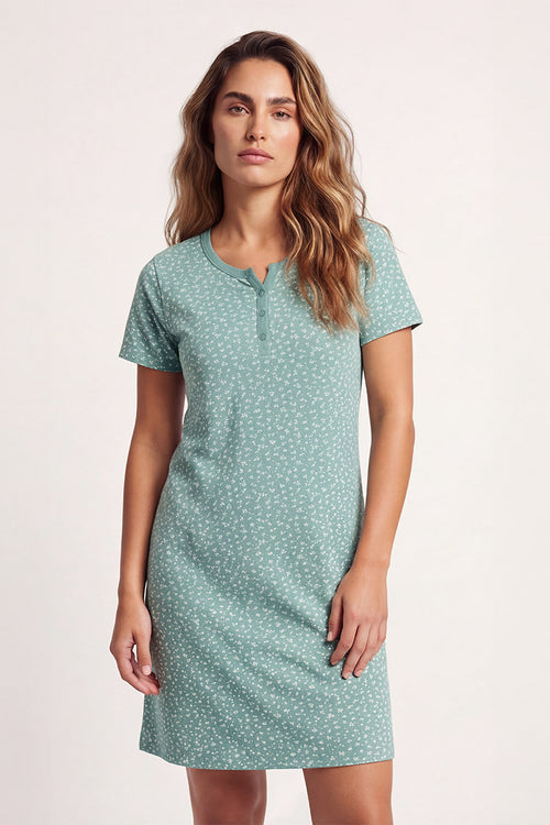 armor-lux-chemise-de-nuit-femme-coton-l-ger-manches-courtes-col-tunisien image 2