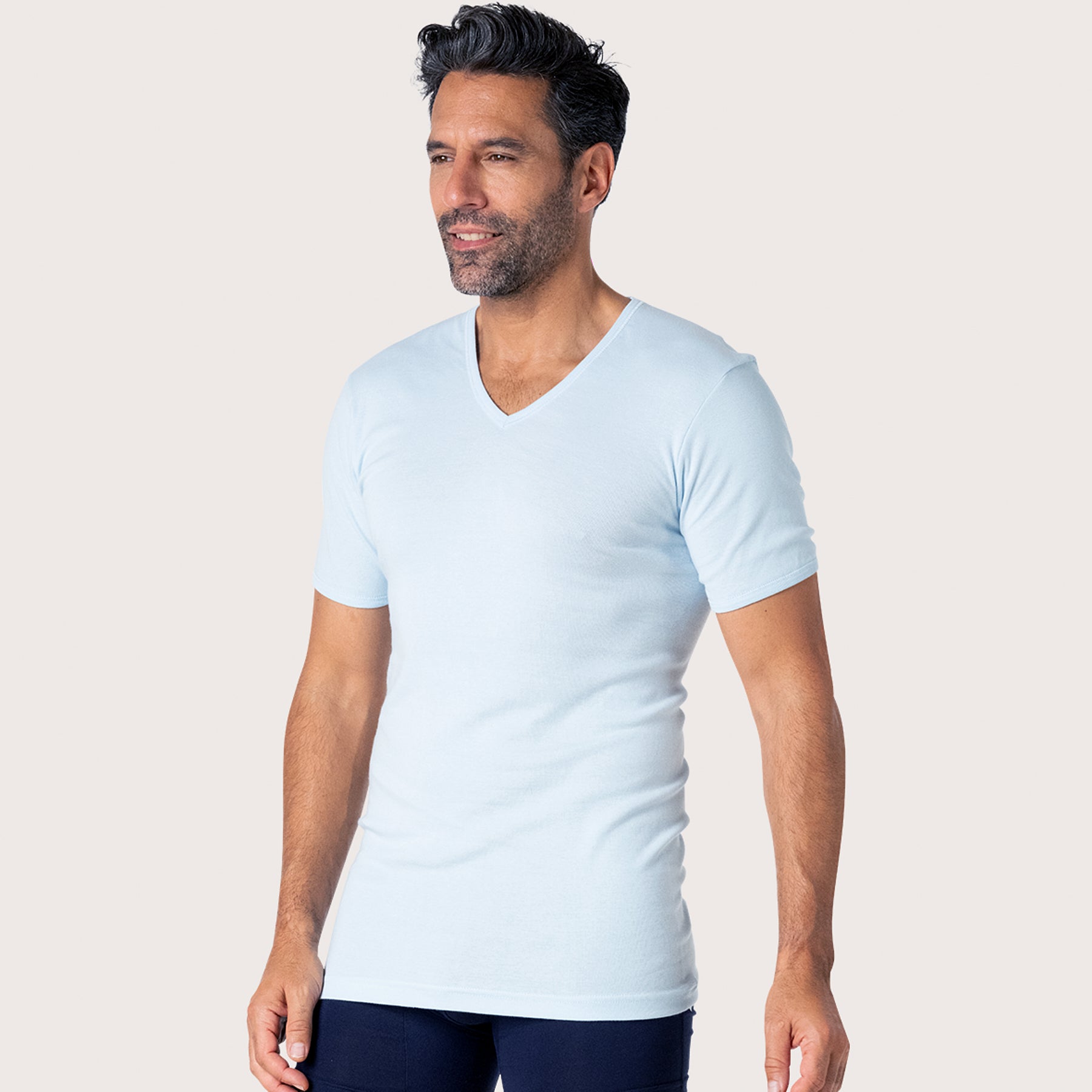 eminence-tee-shirt-col-v-318-pur-coton-premium-homme-ciel image 1