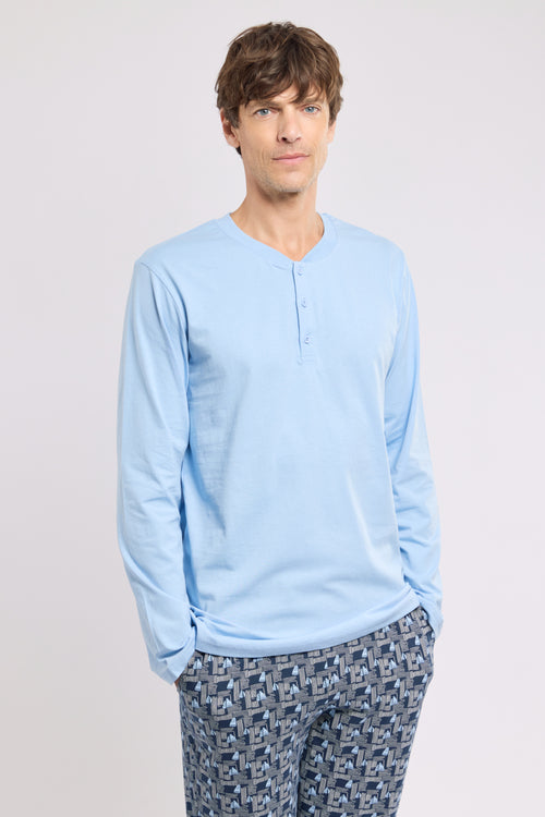 armor-lux-pyjama-homme-pois-g-om-trique-coton-l-ger-manches-longues image 3