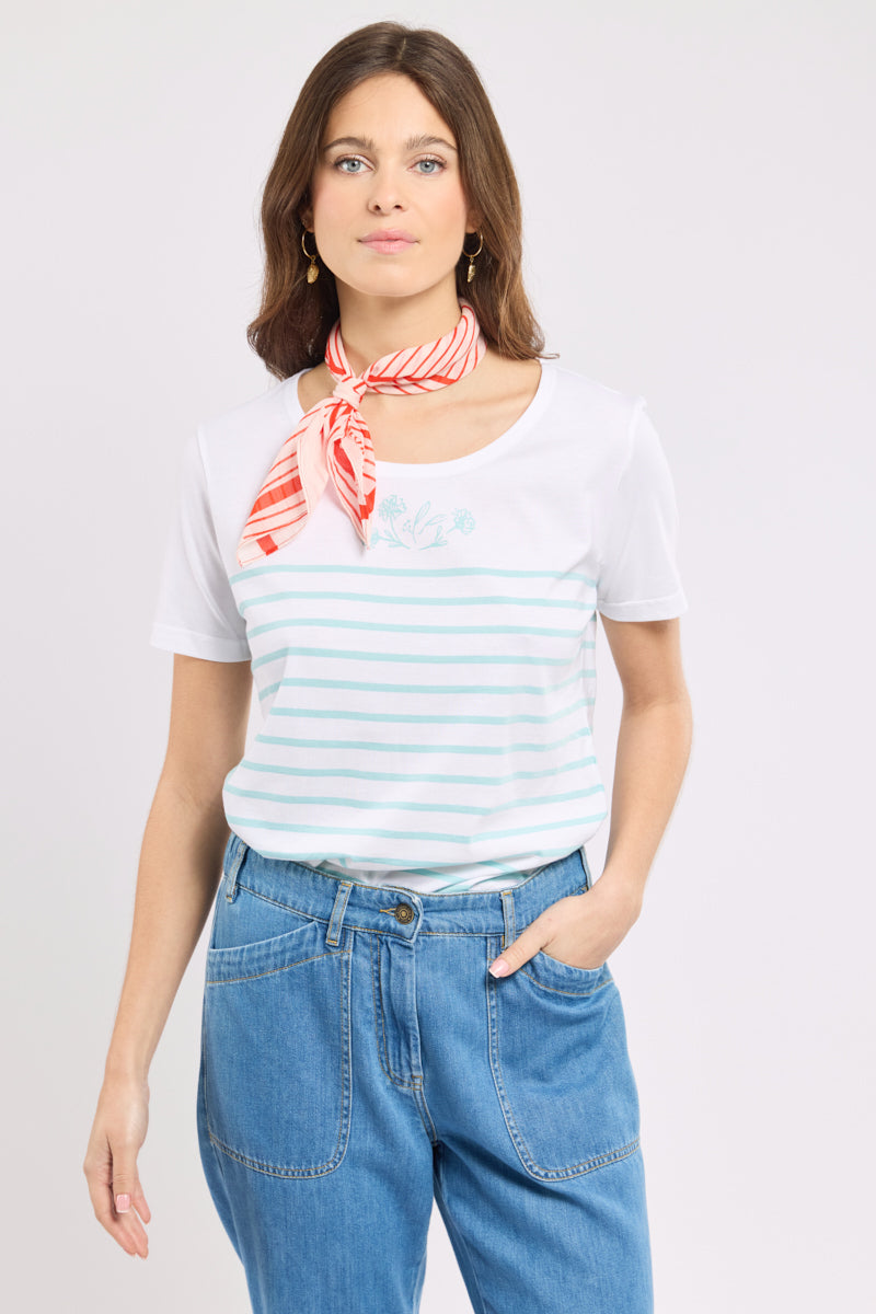 armor-lux-marini-re-fleurs-femme-coton-l-ger-manches-courtes image 1
