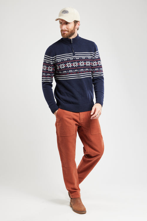 armor-lux-pull-de-no-l-homme-zip-100-recycl-ecopure-jacquard image 3