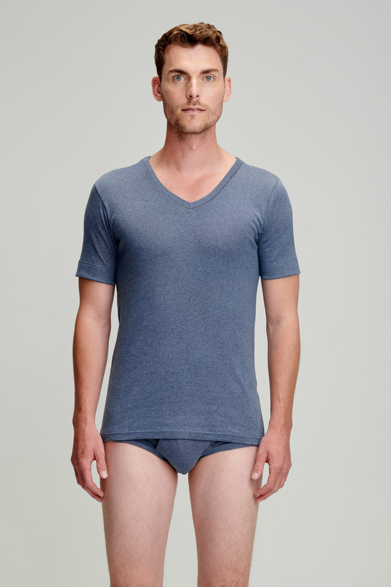 armor-lux-t-shirt-col-v-homme-coton-bio-pais-c-te-1x1 image 1