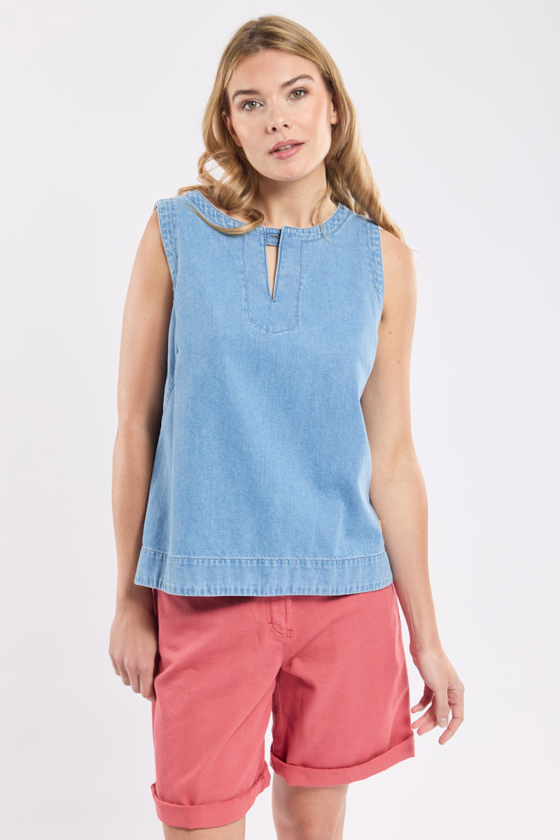 armor-lux-h-ritage-top-en-denim-coton-sans-manches-femme image 1