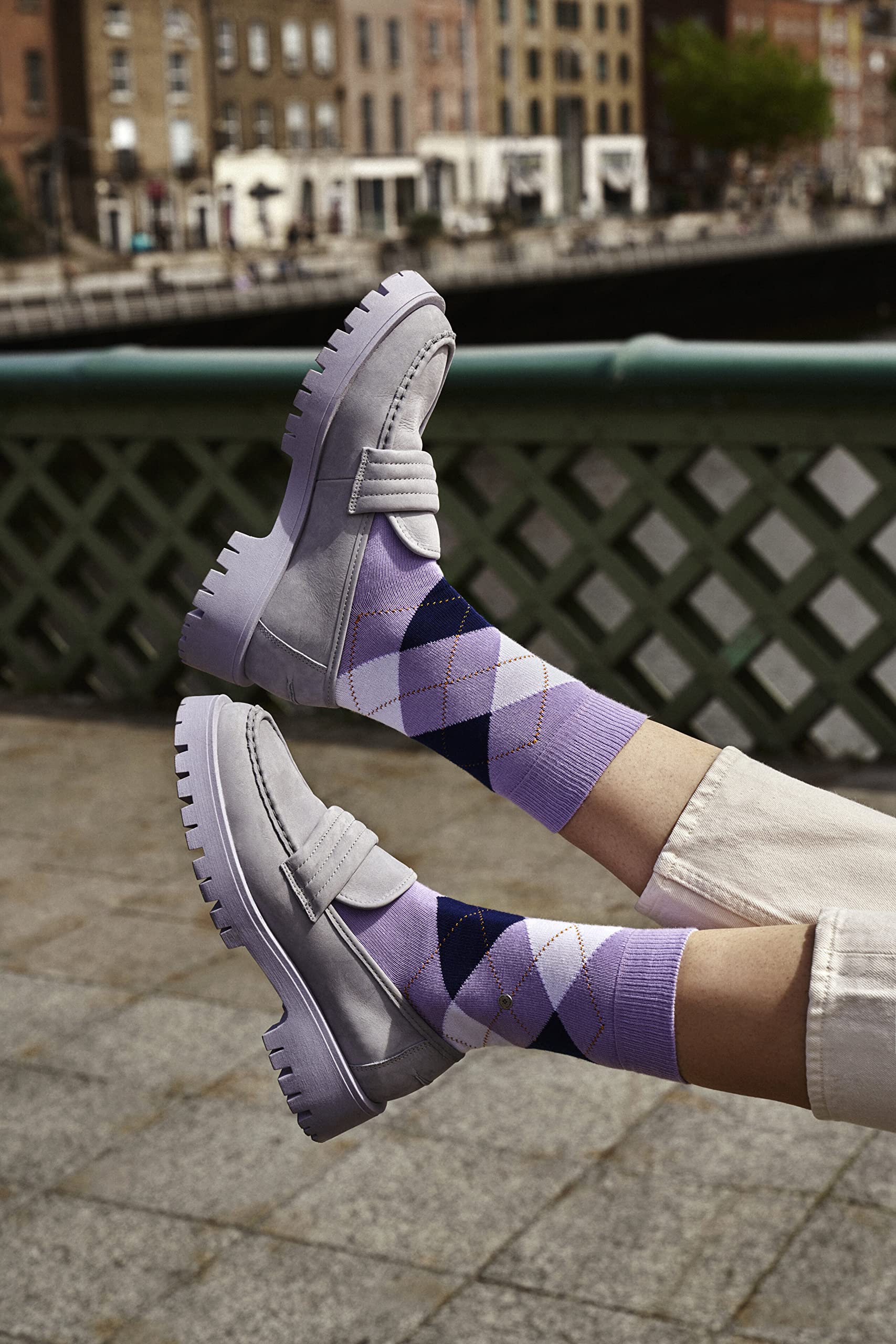 burlington-queen-chaussettes-femme-coton-losanges-bleu-marine-36-41 image 3