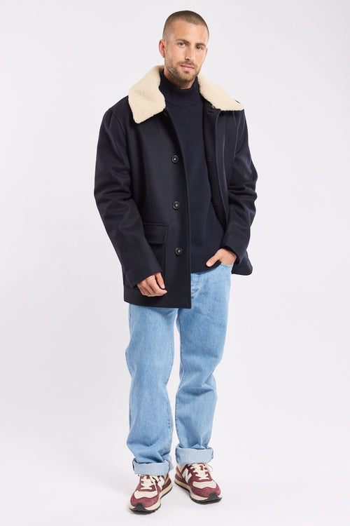 armor-lux-caban-homme-drap-de-laine-col-sherpa-amovible image 4