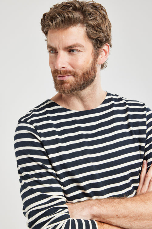 armor-lux-marini-re-homme-col-rond-coton-rustique-manches-longues image 3