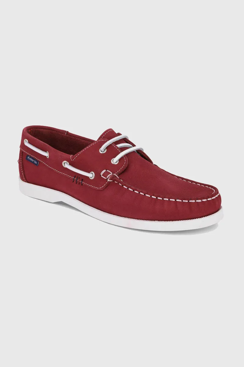 armor-lux-frehel-chaussures-bateau-cuir-su-d-rouge-brique image 1