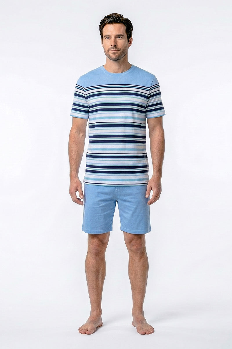 armor-lux-pyjama-short-ray-homme-coton-l-ger image 1