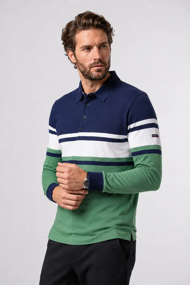 armor-lux-polo-ray-homme-manches-longues-coton-l-ger image 1