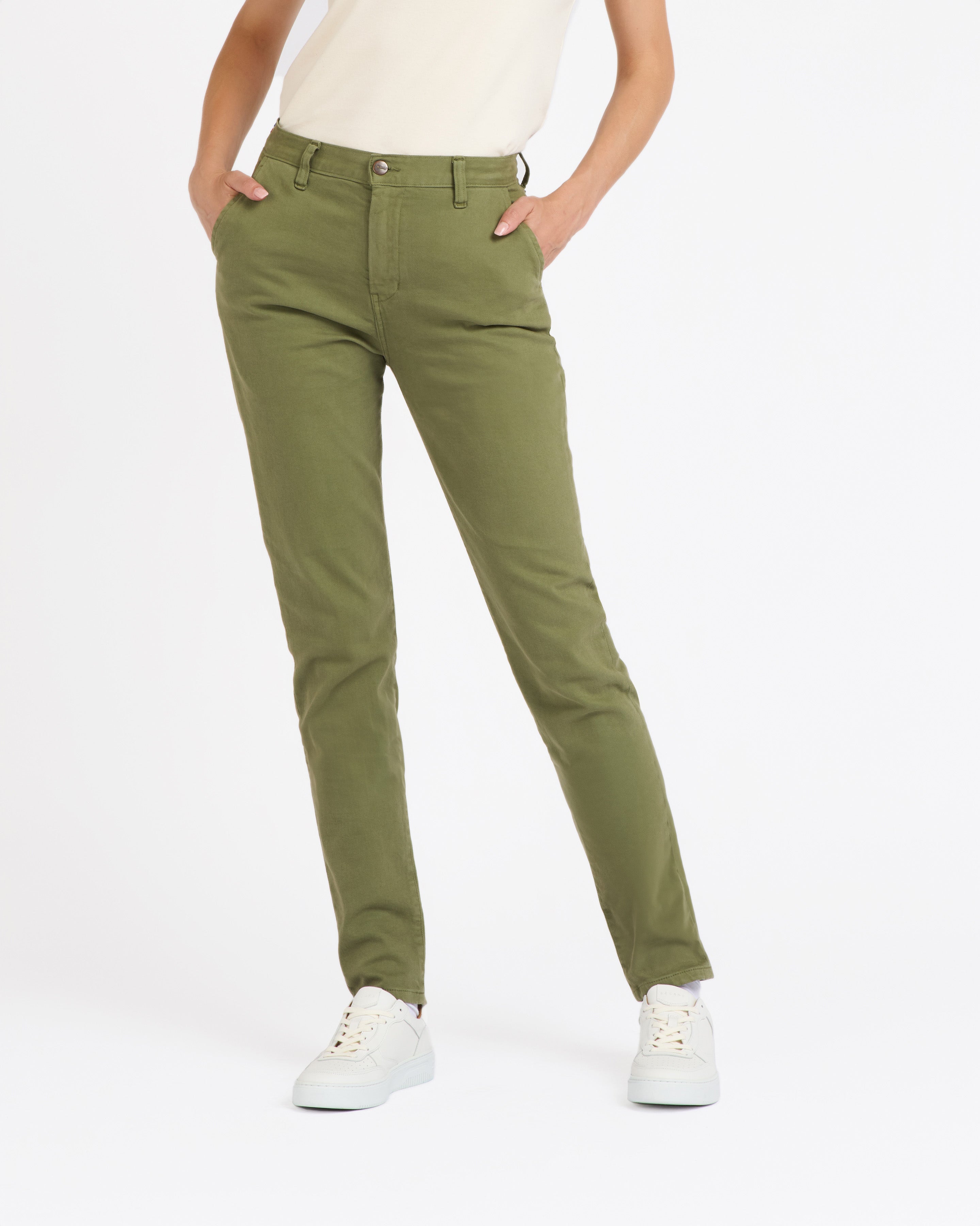 atelier-tuffery-chino-femme-l-onie-taille-haute-vert-kaki image 2