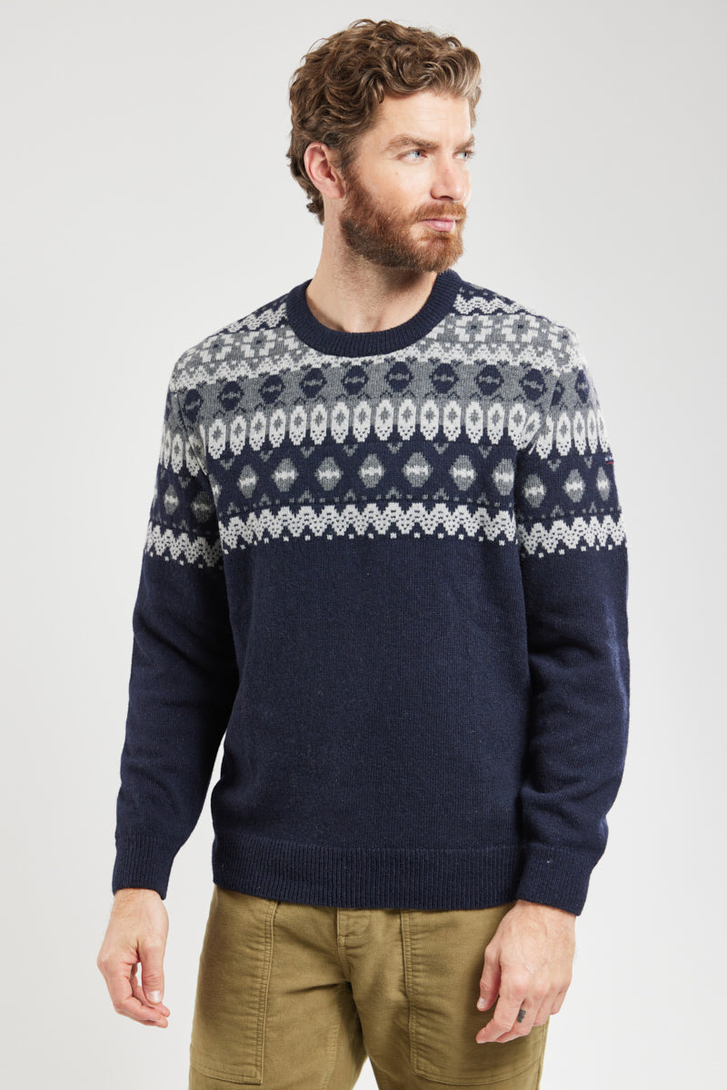 armor-lux-pull-jacquard-nordique-homme-laine-recycl-e-col-rond-2 image 2