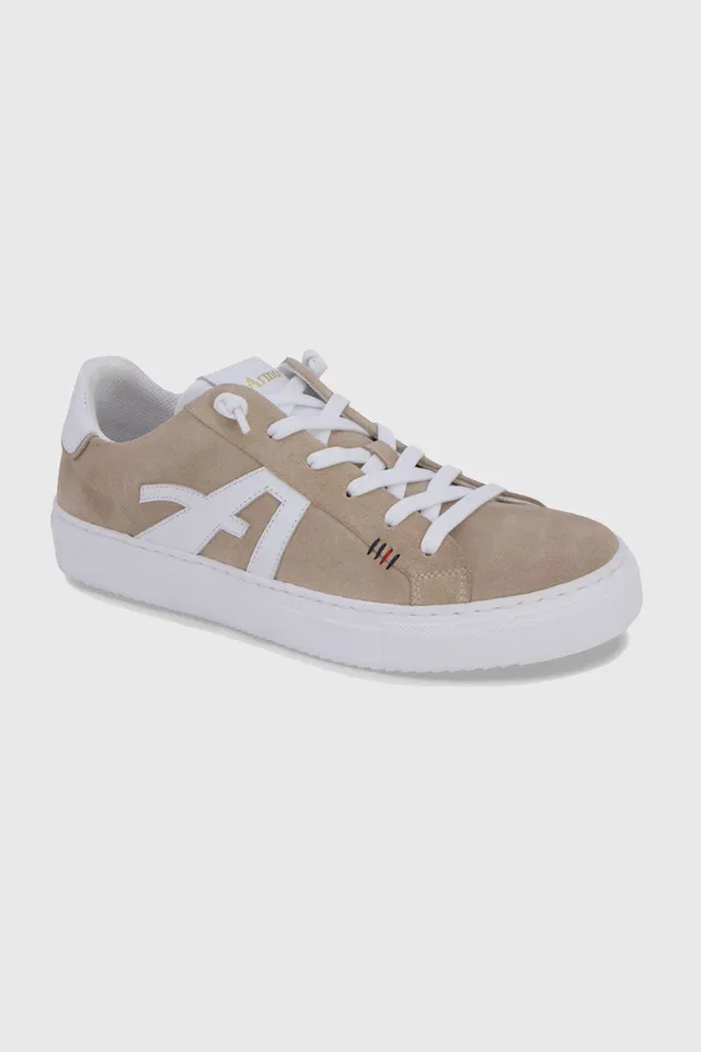armor-lux-baskets-regate-basses-cuir-beige-lignes-pur-es image 1