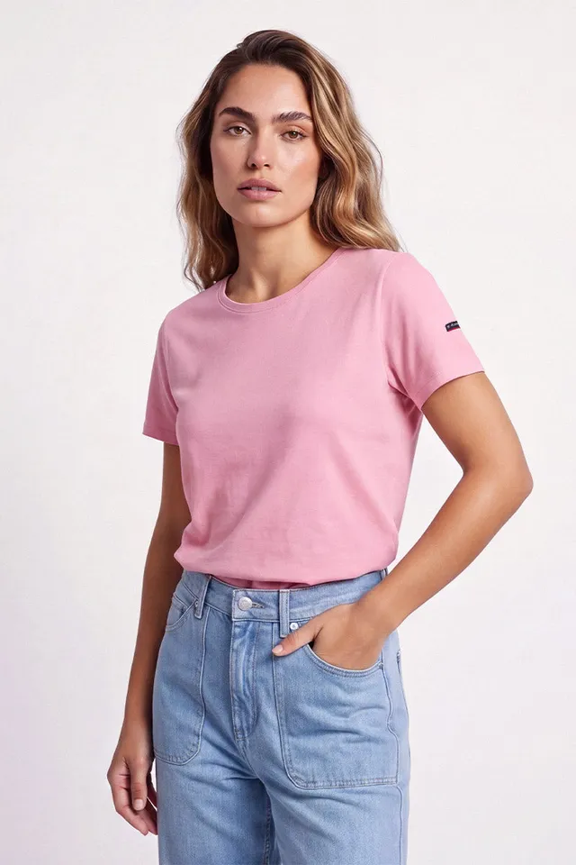 armor-lux-t-shirt-uni-femme-col-rond-coton-flamm-131g-m image 1